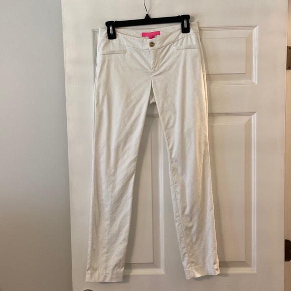 Lilly Pulitzer Women’s Pants size 0 excellent condition color white inseam 28” - Picture 1 of 12